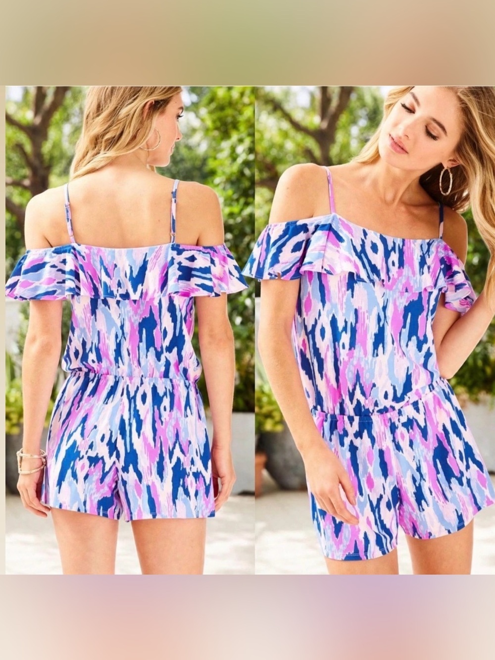 Lilly Pulitzer Klea Women’s Romper Off The Shoulder Multicolor Elastic Waist S